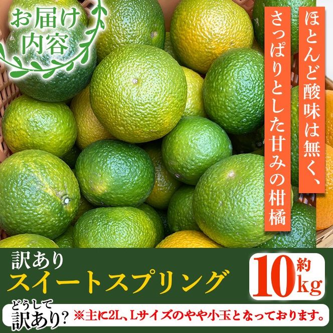 ＜先行予約受付中！2024年12月以降順次発送予定！＞訳あり！鹿児島県産スイートスプリング(計約10kg・37～43個程)柑橘 果物 フルーツ【三笠農業生産】a-12-87