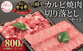 宮崎牛 カルビ焼肉・切り落とし セット 計800g_M243-002