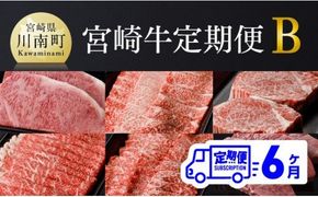 【定期便】宮崎牛６ヶ月定期便Ｂ【肉 牛肉 国産 黒毛和牛 肉質等級4等級以上 4等級 5等級 ミヤチク ステーキ 焼肉 全６回 定期便 】[D0677t6]