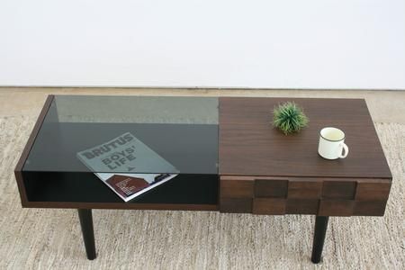 コルク リビングテーブル 【リビング センター ガラス テーブル 引出し付 収納 組立設置付 梱包材引き取り 家具 国産】(H062122)