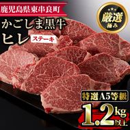 【79431】＜特選A5等級＞鹿児島県産黒毛和牛ヒレステーキ(計1.2kg超・約140g×9枚)【デリカフーズ】