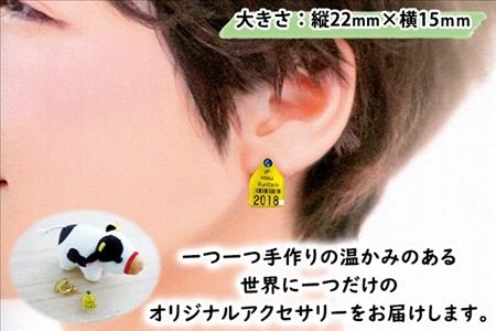 北海道 耳標 牛 ピアス  大サイズ オリジナル アクセサリー 藤内牧場 ハンドメイド セミオーダー 名前 イニシャル アルファベット 数字 入り 手作り スワロフスキー プレゼント 送料無料 十勝 士幌町【U02p】