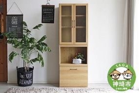 トラクト ガラス扉＋OP引出 NA 【食器 キャビネット 家具 国産 組み合わせ 収納家具 完成品】(H060639)