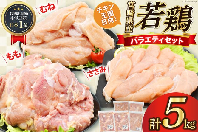 肉 鶏肉 鶏肉バラエティセット もも2kg むね2kg ささみ1kg 計5kg [アイフーズ 宮崎県 日向市 452060753] 冷凍 小分け モモ肉 もも肉 むね肉 ムネ肉 胸肉 ささみ ササミ