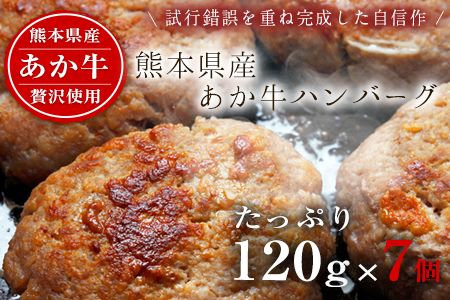 あか牛ハンバーグ 熊本産あか牛を使用した贅沢ハンバーグたっぷり7個入り あか牛 赤牛 あかうし《7-14日以内に出荷予定(土日祝除く)》---ng_fschamburg_wx_r7_13000_840g---