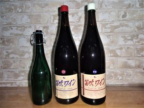 笛吹ワイン一升瓶　甘口セット（アジロン・巨峰）小分け瓶付き 003-008