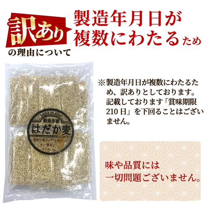 a630 《訳あり・数量限定》姶良市産はだか麦35g×105袋(合計約3.6kg超え)【竹之内穀類産業】姶良市 国産 麦ごはん用はだか麦