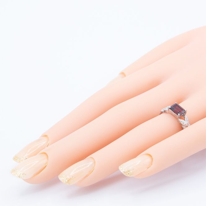 ガーネット リング 1.0ct K10WG （14421）　BR-16