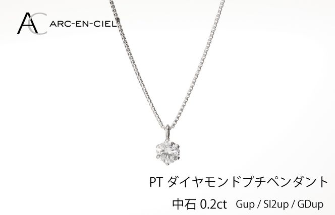 J013-4 アルカンシェル プラチナ ダイヤ プチペンダント（計0.2ct）【鑑別書付き ジュエリー プレゼント ギフト ファッション アクセサリー 贈り物 贈答 お祝い 記念日】
