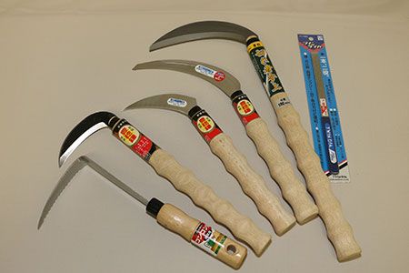 【良好品】 C-15 高級草刈鎌・鋸鎌・草削り・ダイヤ砥石の6点セット（兵庫県 造園材料・資材