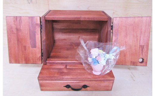 099H2117 手作り木製ペット用仏壇・メモリアル プリザのお花付き