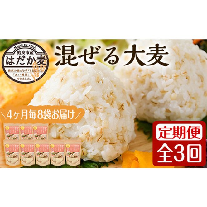 a768 《数量限定・定期便全3回》混ぜる大麦(つぶ)8袋×3回(計約3.36kg)【竹之内穀類産業】