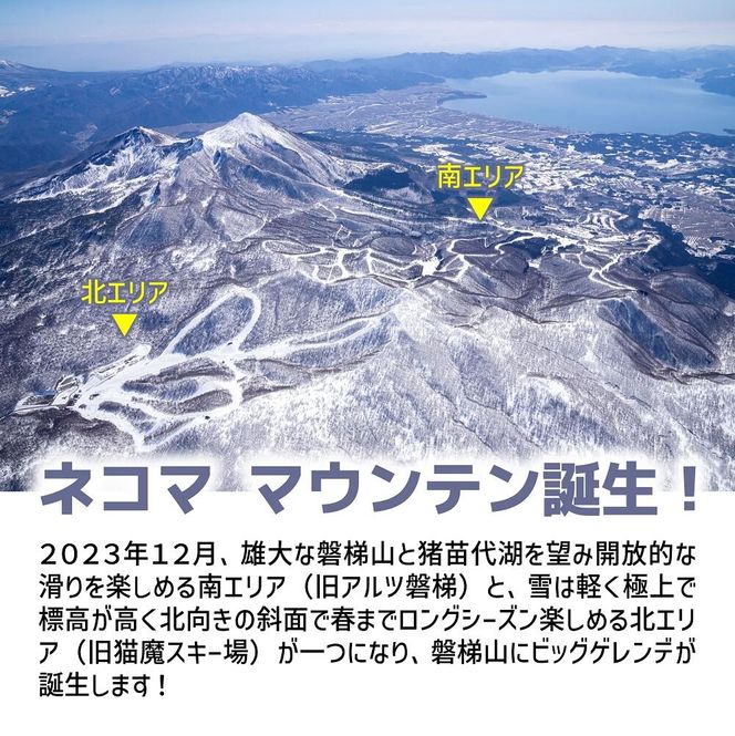 アルツ磐梯＆猫魔スキー場、カケコミ共通1日券2日分✕2枚 - スキー場