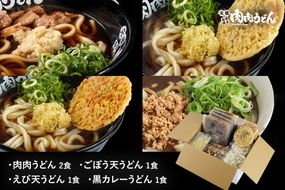 【A5-460】冷凍 肉肉うどん２食・天ぷらうどん２食・黒カレーうどん１食 バラエティセット