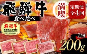 飛騨牛 A5等級 満喫 定期便 全4回 食べ比べ 200g F4N-1694