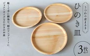ひのき皿 3枚セット 木製 ワンプレート 桧 工芸品 木工品 おしゃれ 贈り物 プレゼント 岐阜 中津川 F4N-1810