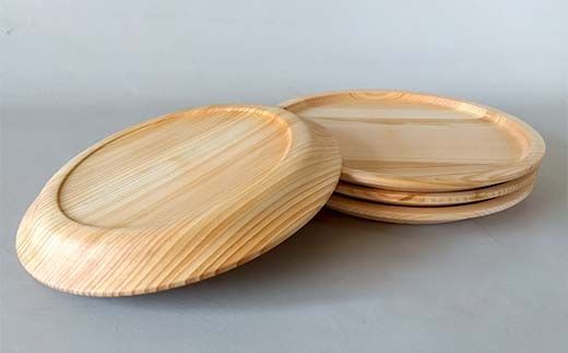 ひのき皿 4枚セット 木製 ワンプレート 桧 工芸品 木工品 おしゃれ 贈り物 プレゼント 岐阜 中津川 F4N-1811