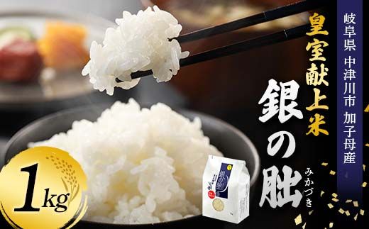＜テレビで紹介されました！＞令和7年度 新米 皇室献上米『銀の朏』1kg 中津川市加子母産 栽培期間中化学肥料不使用 米 お米 コメ ごはん ご飯 食品 F4N-1861