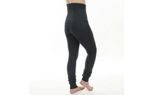 足首まですっぽり温かいシルクとコットンの腹巻パンツ(10分丈)・チャコール