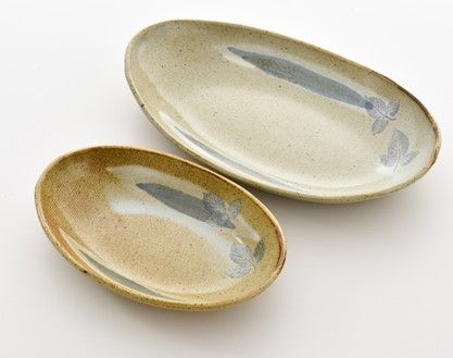 [P012] 真葉手楕円鉢（大小セット）