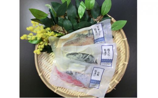 【冷凍・小分け】粕漬け3種セット（ブリ・紅鮭・銀ダラ 各2切）｜魚貝類 漬魚 粕漬け サーモン 鮭 天然ブリ 紅鮭 銀ダラ  ※北海道・沖縄・離島への配送不可