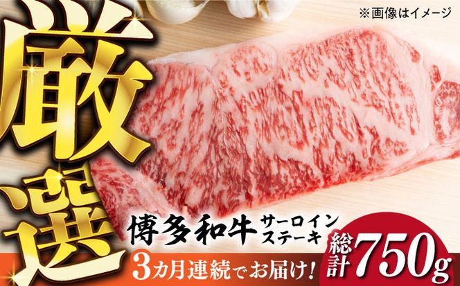 【全3回定期便】【厳選部位使用！】博多和牛サーロインステーキ250g×1枚《築上町》【株式会社MEAT PLUS】[ABBP045]