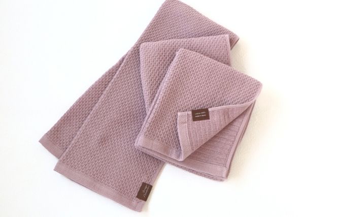 G1903 【ソフトハニカム】泉州南部織 フェイスタオル3枚セット（くすみ桜）+ソフトハニカム織ハーフハンカチ1枚