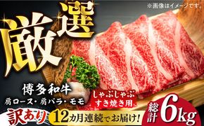 【全12回定期便】【訳あり】博多和牛 しゃぶしゃぶすき焼き用 500g《築上町》【株式会社MEAT PLUS】[ABBP093]