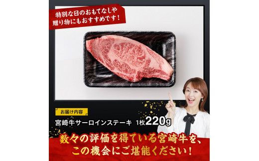 宮崎牛 サーロインステーキ 220g 【 肉 牛肉 国産 宮崎県産 黒毛和牛 サーロインステーキ 】 [D11424]