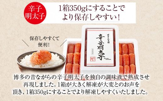 3箱に小分けした辛子明太子 350g×3箱(計1.05kg)