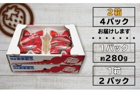 【数量限定】1月3日～5日発送「博多あまおう」約280g×4パック 計1.12kg【ほたるの里】 _HA0662