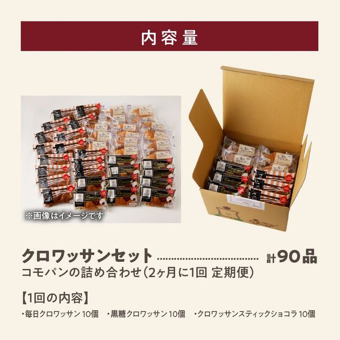 【2ヶ月に1回 計3回定期便】【賞味期限60日間】コモパン　ふるさとクロワッサンセット（計90個）／災害用備蓄 保存食 非常食 防災グッズにも [014K15-T]