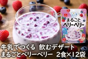 牛乳でつくる飲むデザートまるごとベリーベリー2食×12袋/フリーズドライ・ミックスベリーミルクの素《アスザックフーズ株式会社》