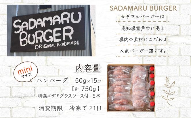 ハンバーガー屋の本気ミニハンバーグ750ｇ（50ｇ×15個） ＜ 国産 高知県産 牛肉 豚肉 ブランド肉 希少 土佐あかうし 四万十ポーク ＞sd018!