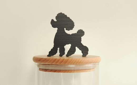 プードルのキャニスターA【ケンネル＆ラムクリップカット】（オブジェ黒・文字色黒）／600ml【17002】