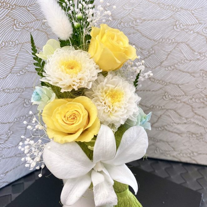 AJ015-1 プリザーブドフラワーアレンジ 【心音(ここね)/ 柚子】春日部市 シュガーパイン