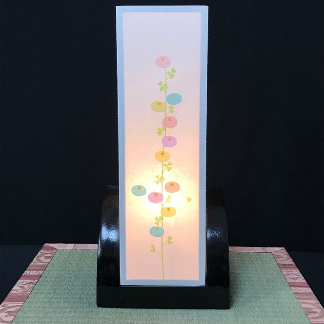 030D099 着物生地で作ったおしゃれな行灯（あんどん） 万寿菊