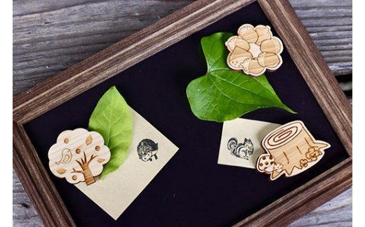 いの町オリジナル木製コースターとマグネットセット （源太さんコースターと植物マグネット）
