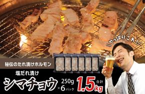 010B1516 【焼肉屋の定番】シマチョウ 塩だれ漬け 1.5kg【小分け 250g×6 牛肉 ホルモン 焼肉用】