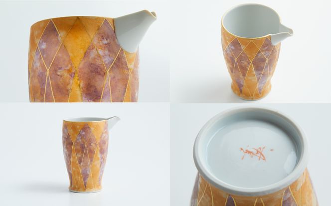 九谷焼「 彩色金彩 片口（オレンジ＆パープル）」吉田幸央 275002