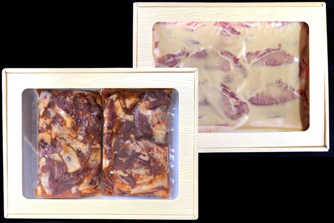 AE303雲仙もみじ豚「中落ちカルビ」スタミナ焼き 600g・「サーロインロース」西京味噌漬け 700g