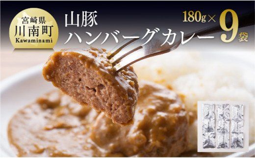 ハンバーグ 山豚ハンバーグカレー180g×9袋☆ [G7506]