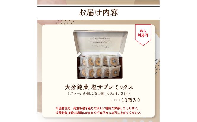【J01035】大分銘菓 塩サブレ ミックス 10個入り