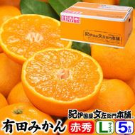 ブランド有田みかん【Ｌサイズ】秀品5kg／産地直送／薄皮で甘い美味しい和歌山県産／紀伊国屋文左衛門本舗      EH004