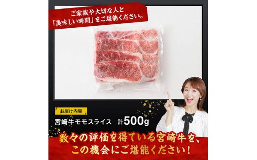 宮崎牛モモスライス500ｇ【 肉 牛肉 国産 黒毛和牛 宮崎牛 すき焼き しゃぶしゃぶ 焼きしゃぶ 宮崎県 川南町 】 [D11410]	