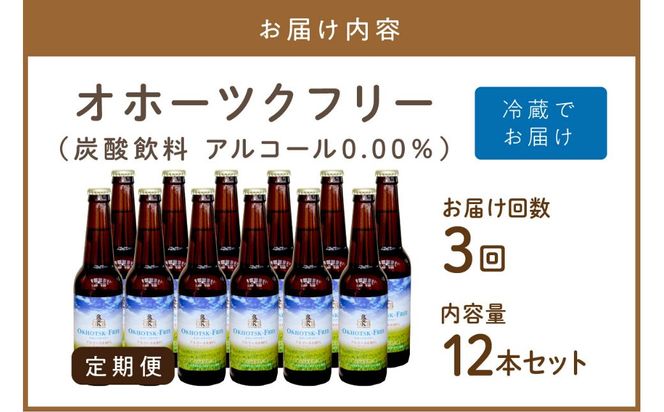 【3ヶ月定期便】【 ノンアルコールビール 】 オホーツクフリー 12本セット ( ノンアル 炭酸 飲料 炭酸飲料 麦芽 麦芽100％ )【999-0129】