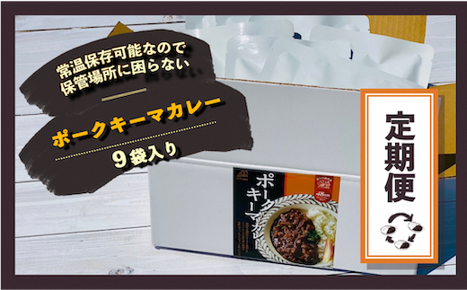 【3ケ月定期便！】富士山麓ポークキーマカレー　3ケ月間お届け〈180g×9食/1ヶ月〉×3｜レトルトカレー レトルト 定期購入 常温保存 ローリングストック 非常食 保存食 ポークキーマカレー カレー