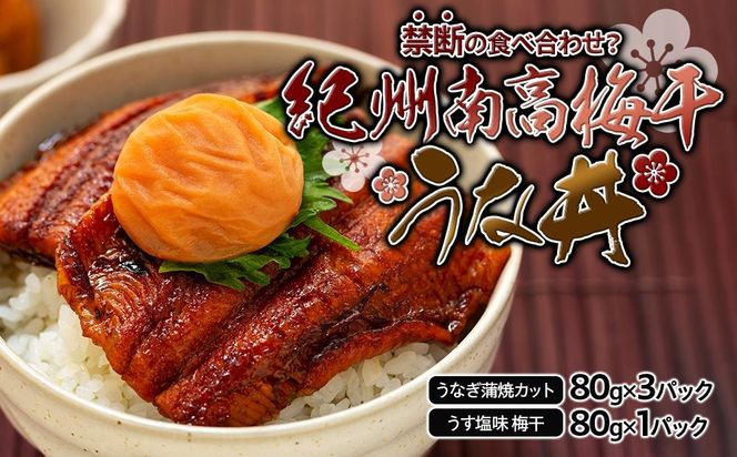 紀州南高梅うな丼 うなぎ蒲焼 240g  × 紀州南高梅干  80g うす塩味 塩分10％  約3人前   Y019