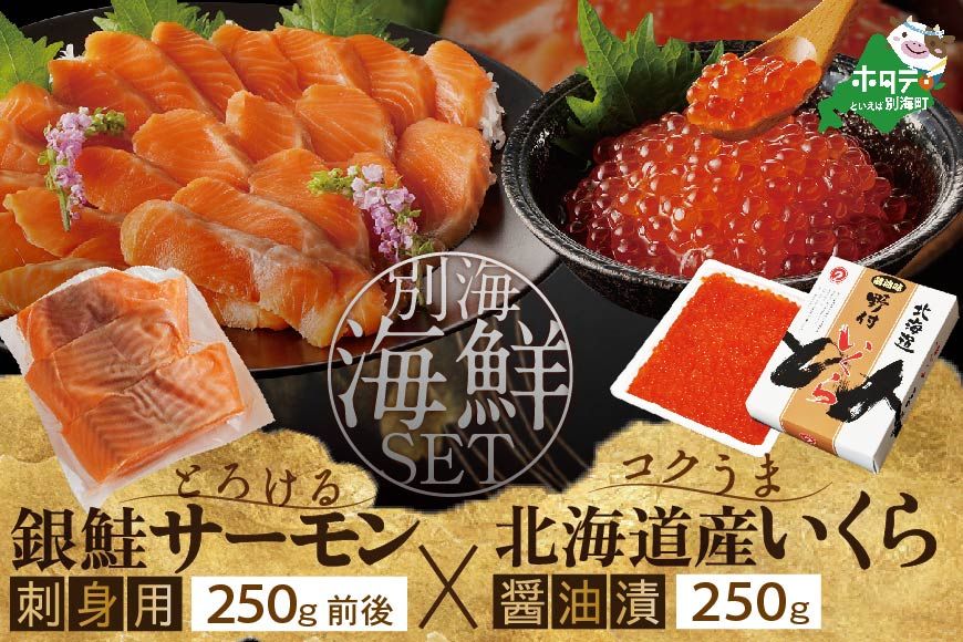 ランキング8位獲得!サーモン ･ いくら 海鮮セット 刺身用サーモン 250g + 北海道産醤油いくら250g