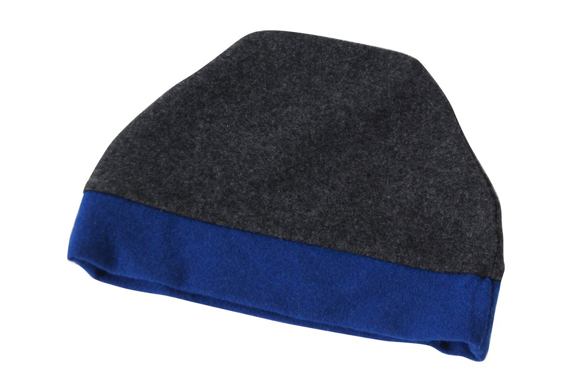  SKINCASHMERE KNITCAP キッズ用[チャコールグレー×ブルー]